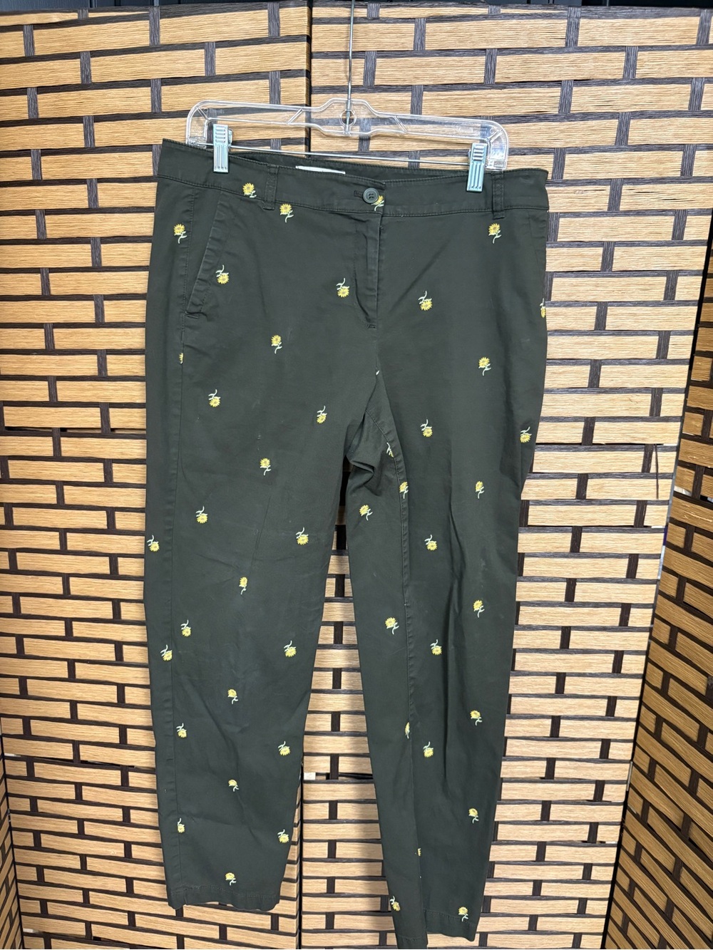 Talbots Olive Green Sunflower Chino Pants Size 10